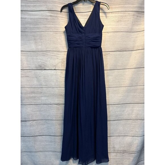 Donna Morgan Collection Navy Chiffon Sleeveless V-Neck Gown Dress Size 0 - Picture 3 of 4